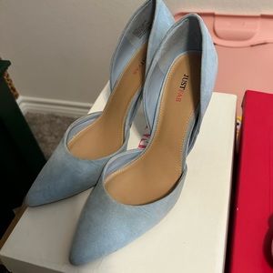 Just fab baby blue suede like heels